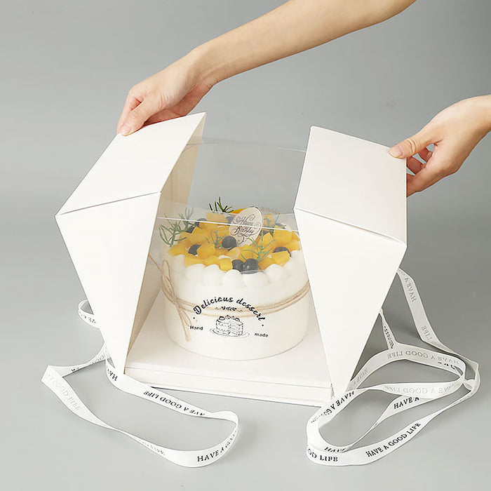 10 Pcs Clear Cake Box with Window and Ribbon 4 6 or 8 Inch