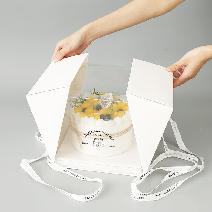 10 Pcs Clear Cake Box with Window and Ribbon 4 6 or 8 Inch