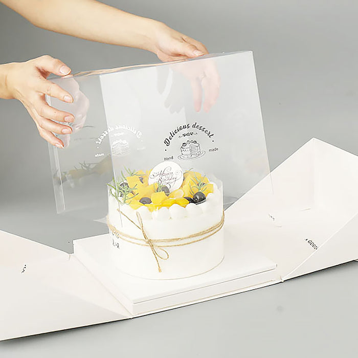 10 Pcs Clear Cake Box with Window and Ribbon 4 6 or 8 Inch