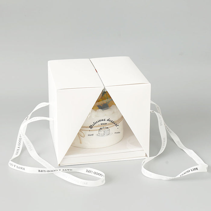 10 Pcs Clear Cake Box with Window and Ribbon 4 6 or 8 Inch