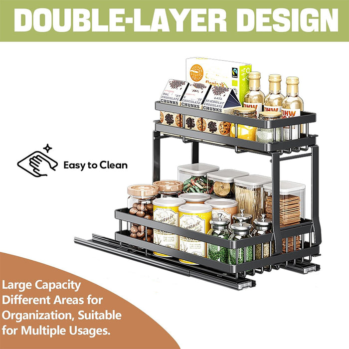 Pull Out Storage Rack Silent Rails Carbon Steel Black