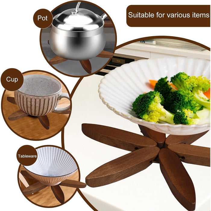 Solid Wooden Trivet for Hot Dish Walnut Christmas Tree Table Heat-Resistant Mat
