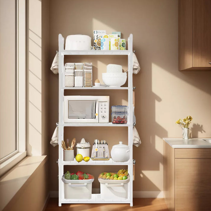 5-Tier Pot Storage Rack PP Cookware Organiser Open Shelves