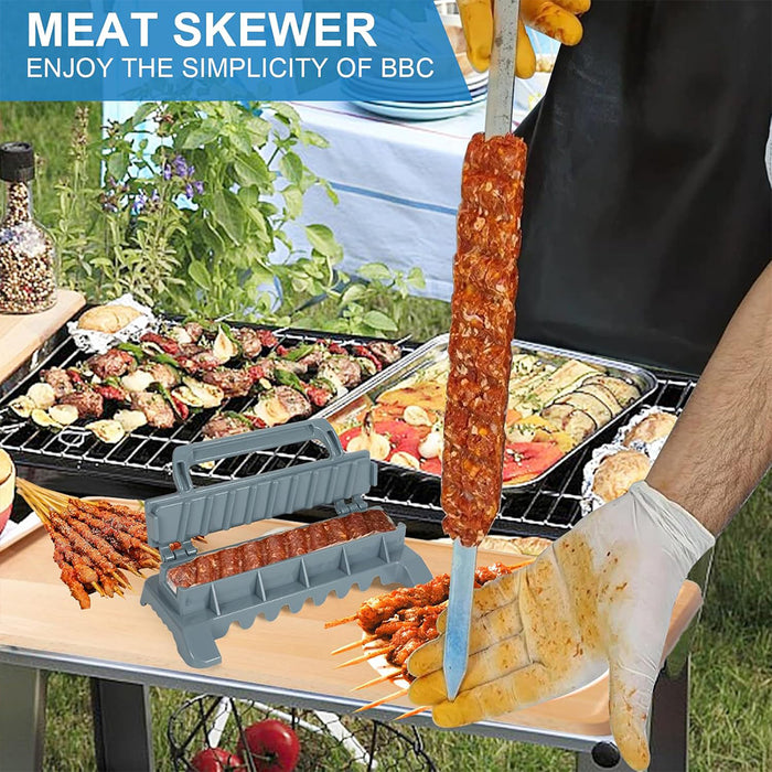 Foldable Barbecue Mold Skewer Maker with Flip Cover Grey