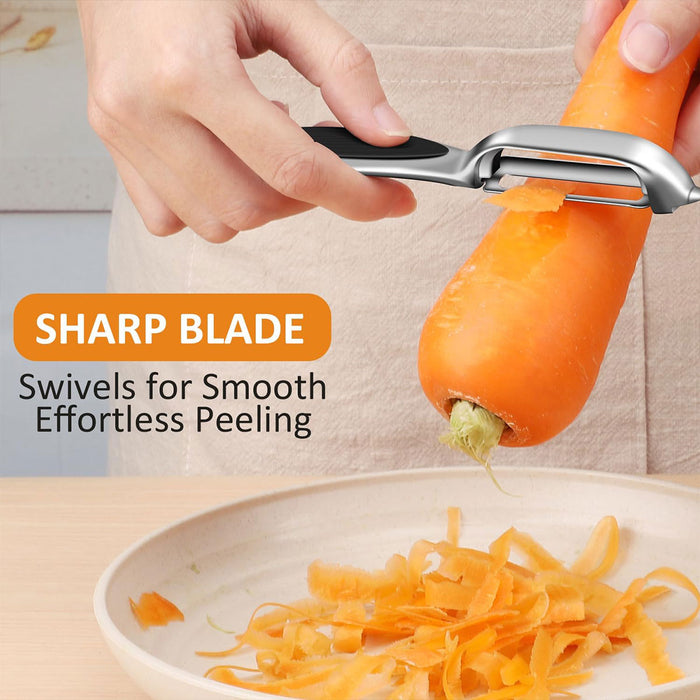 2 Pcs Stainless Steel Peeler Set with Swivel Blades