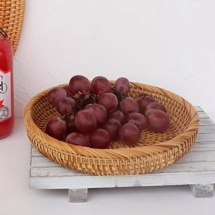 Natural Rattan Woven Pastry Tray Japanese Style Bread Basket Multiple Sizes