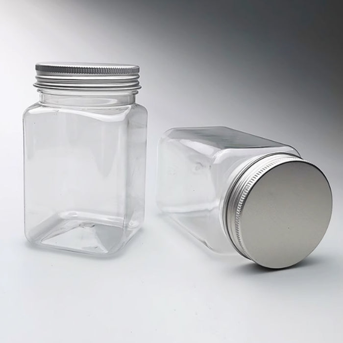 20 Pcs Square PET Storage Bottles with Aluminium Lids