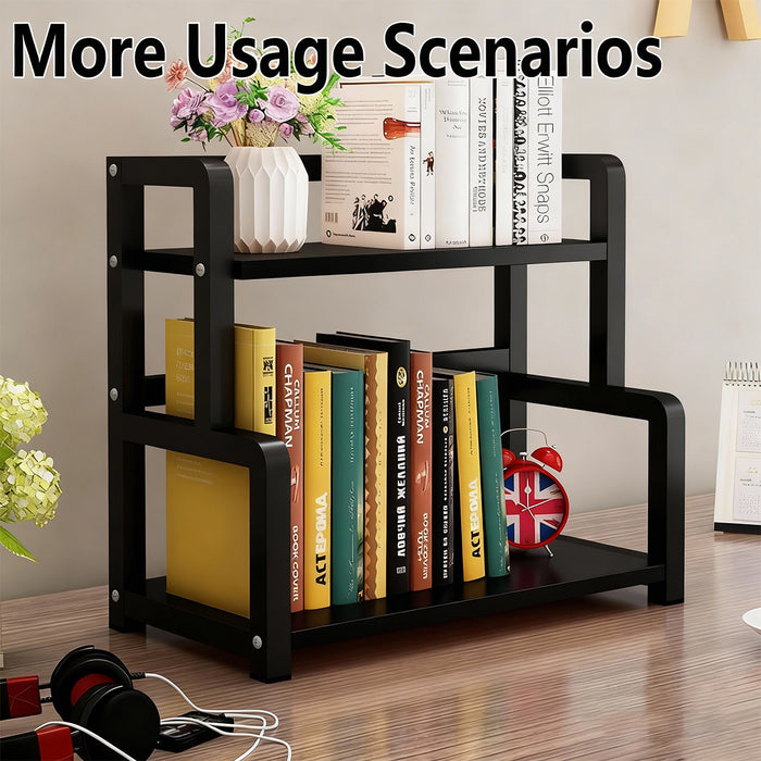 2 Tier Spice Rack Freestanding Steel Black With Hooks