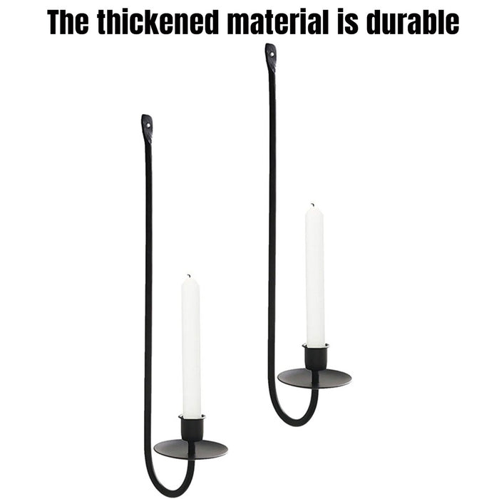 2PCS Black Metal Wall Mounted Iron Candlestick Holder L Shape Modern Home Decor