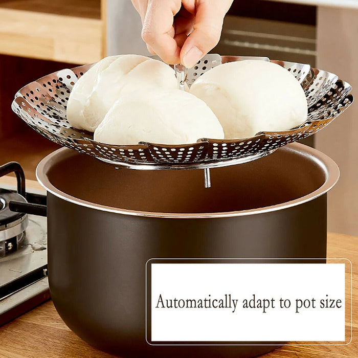 Stainless Steel Steamer Basket, Expandable, Collapsible for Easy Storage