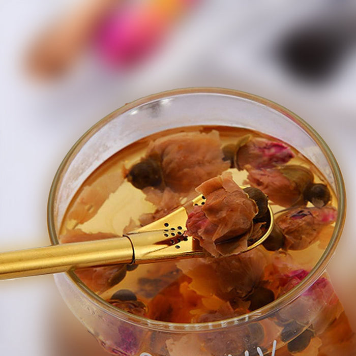 5 Pcs Straw Spoons with Removable Filter 18cm Stainless Steel