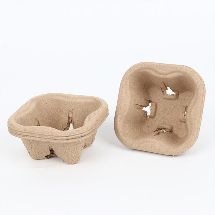 100 Pcs Recycled Paper Pulp Cup Tray 2 4 Cup Carrier