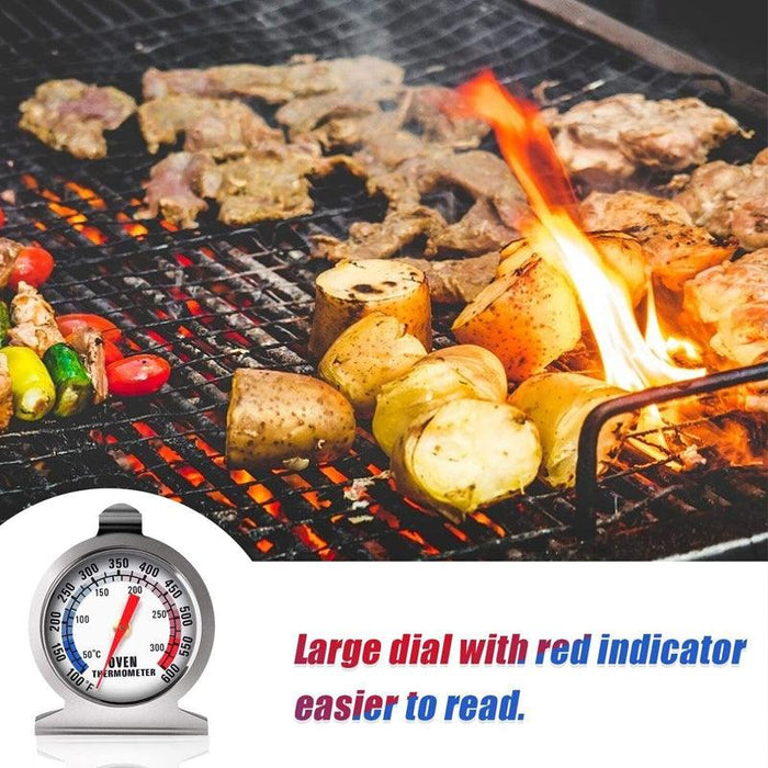 Stainless Steel Oven Thermometer with Large Dial Red Indicator