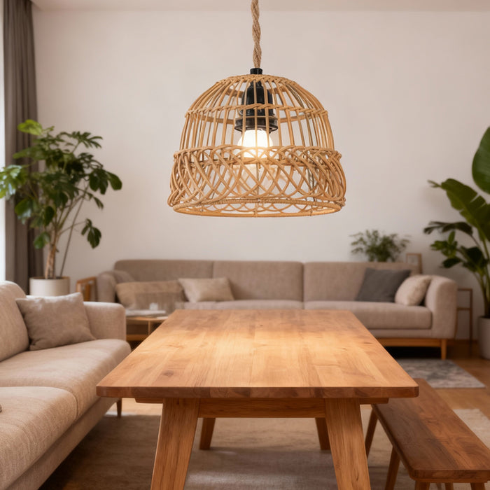 Woven Plastic Chandelier Lampshade Yellow Zen Vintage Dome