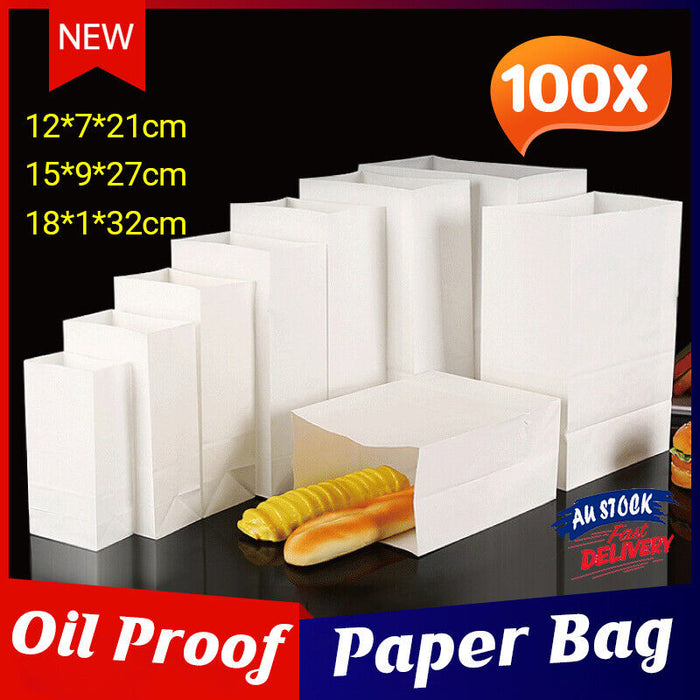 100 PCS Disposable Greaseproof Paper Bag Bread Snack Cookie Doughnut Takeout