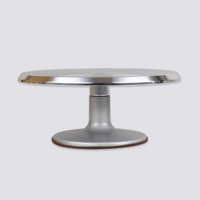 Cake Turntable Aluminum Alloy 31cm with Silicone Base Silver