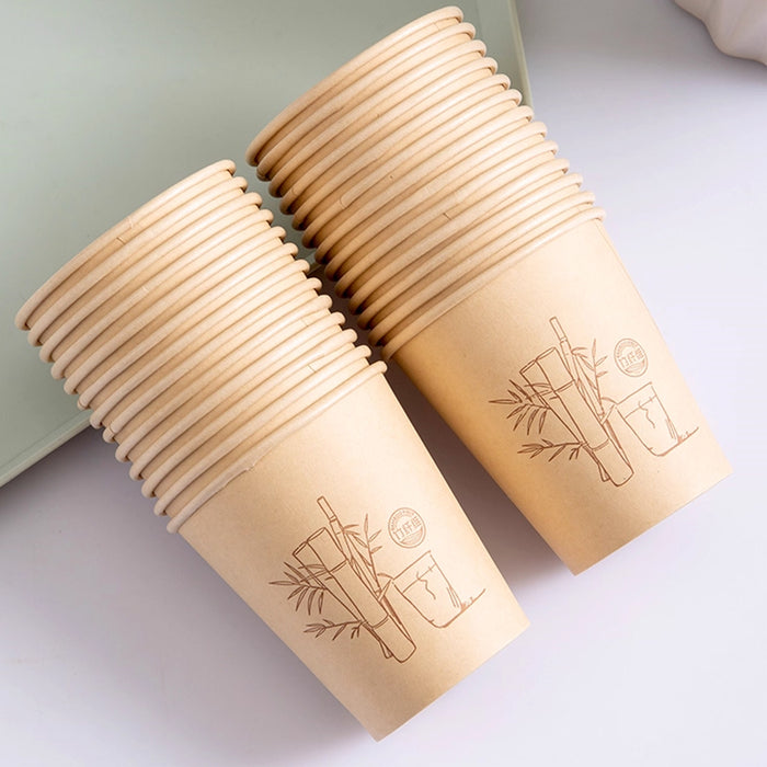500 Pcs Disposable Paper Coffee Cups 9oz Bamboo Pulp Leak Proof