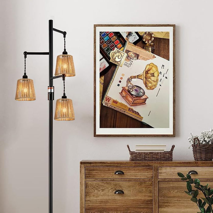 Paper Rope Lampshade Khaki Modern Chinese Zen Pendant