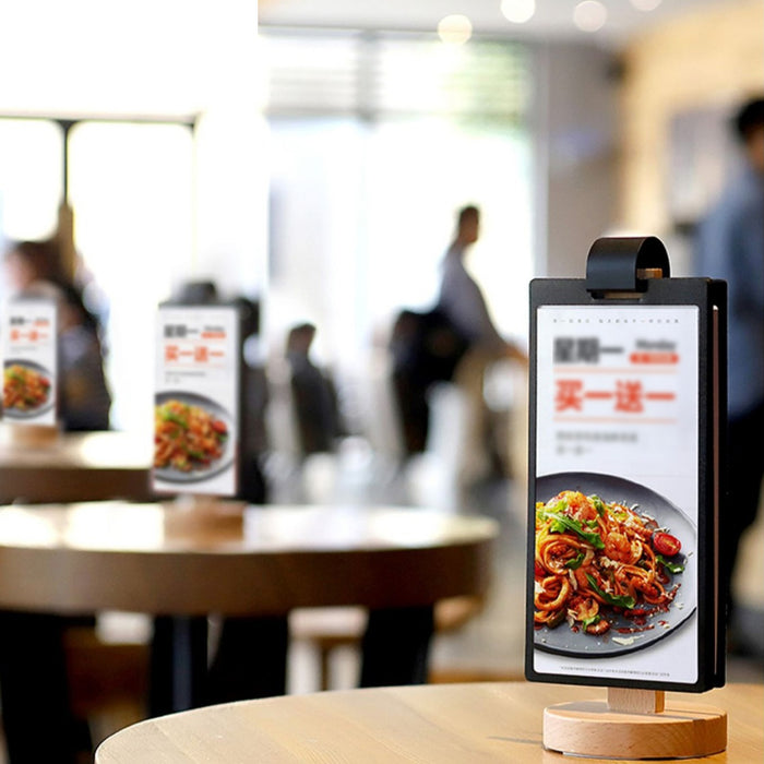 Wooden Tabletop Menu Holder Stand 20 x 10 cm with PVC Panel