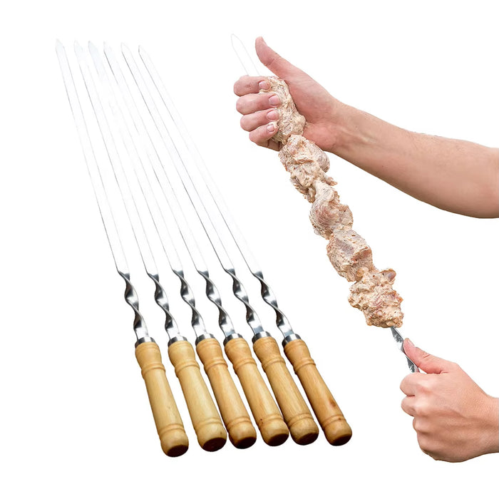 550mm Stainless Steel BBQ Skewers Flat, 12PCS