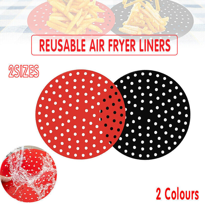 Reusable Silicone Air Fryer Liners Non-Stick Round Basket Mat