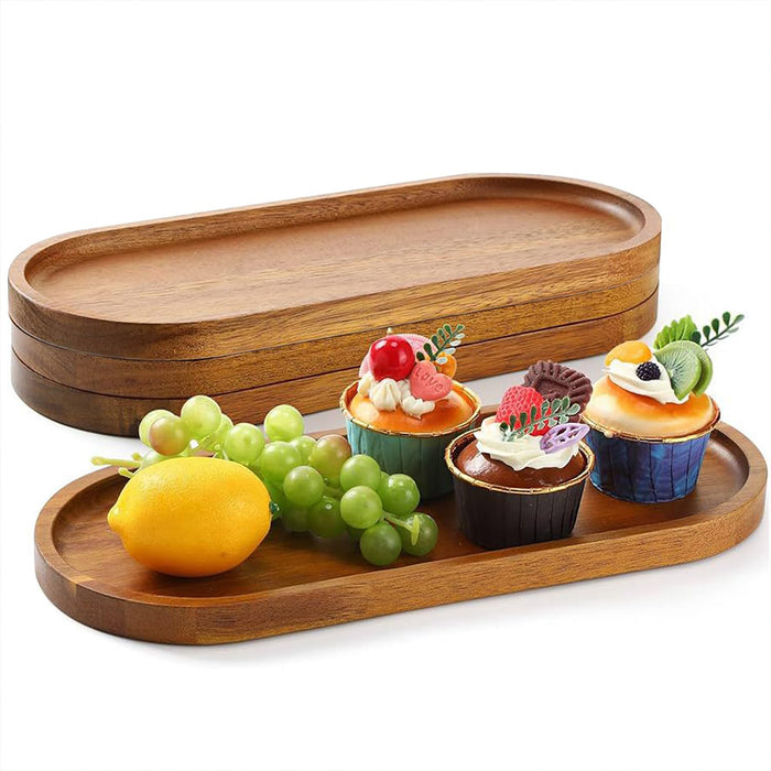 8 Pcs Wooden Serving Tray for Cake Snacks and Dim Sum 29 x 10.5 cm