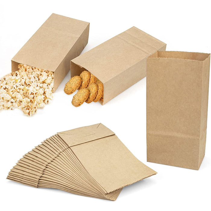 500Pcs Kraft Paper Bags Food Grade Recyclable for Bakery and Takeaway Use
