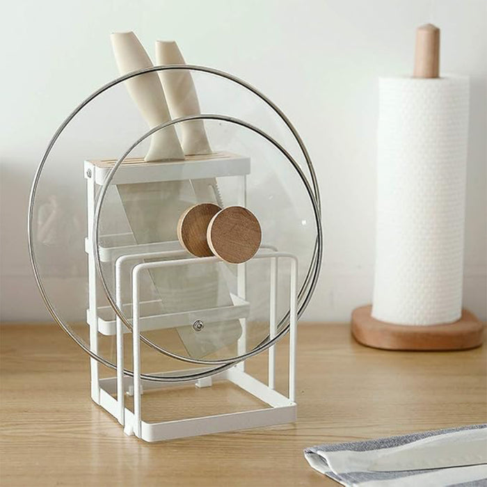 Kitchen Storage Rack Iron Bamboo Multi Slot Holder 21.4cm