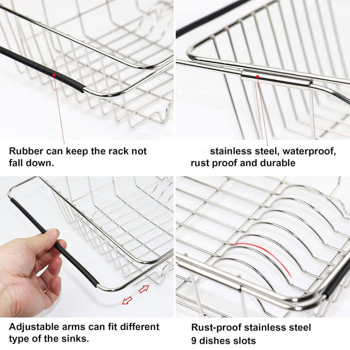Stainless Steel Telescopic Sink Draining Basket Rack