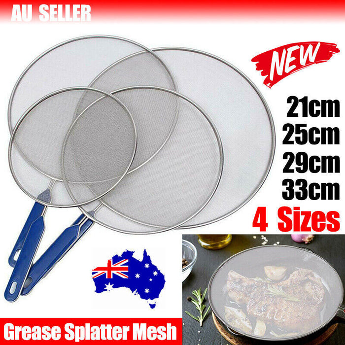 Stainless Steel Splatter Screen Oil Guard Pan Cover for Frying