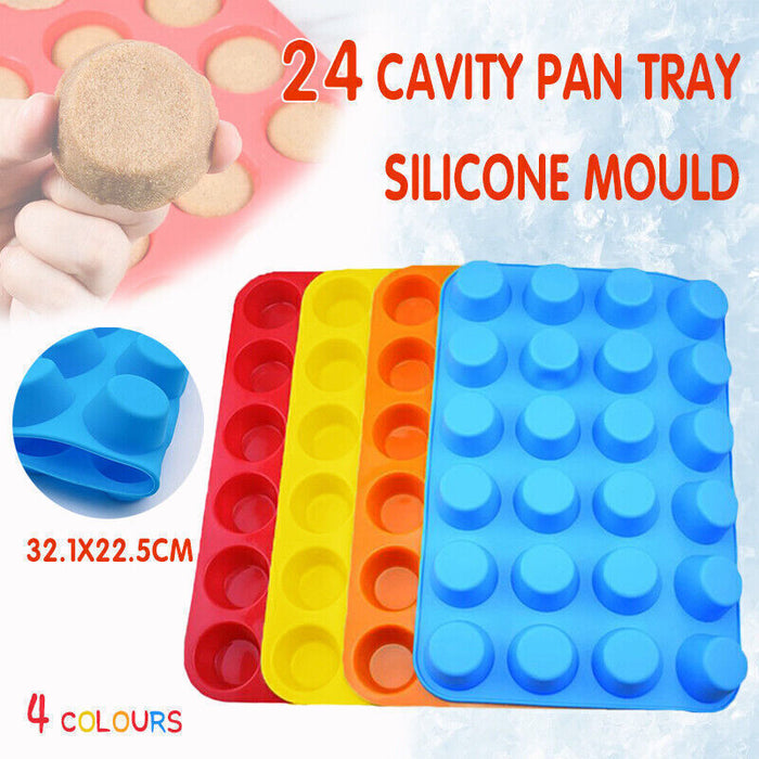 24 Cavity Silicone Baking Mold Mini Cupcake Muffin Tray