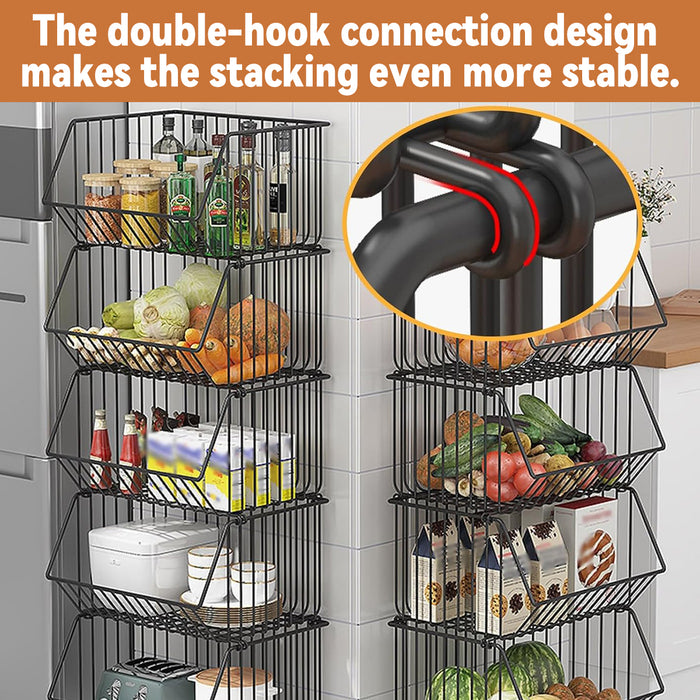 5 Layer Kitchen Storage Rack With Locking Wheels Black