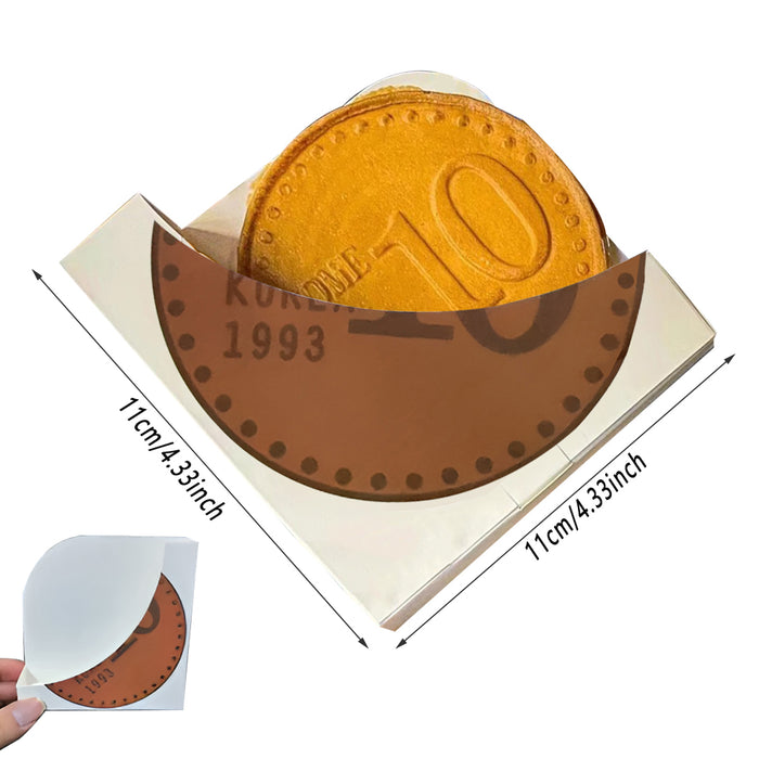 100 Pcs Gold Coin Food Packaging Boxes Round Paper Cookie Pancake Containers