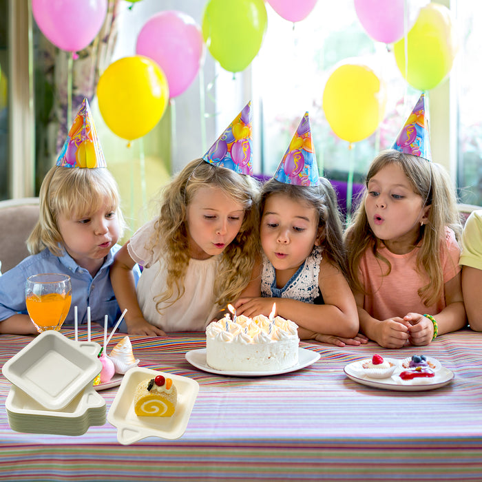 100Pcs Thickened Degradable Paper Plates Rectangular Eco-Friendly Design