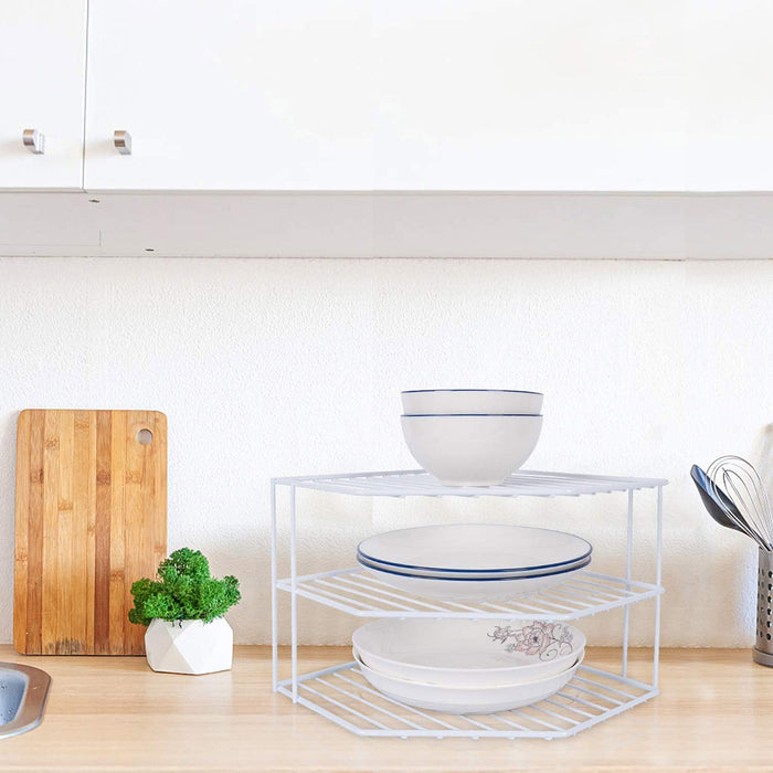 3-Tier Iron Kitchen Storage Rack 225×225×195mm, Black,White