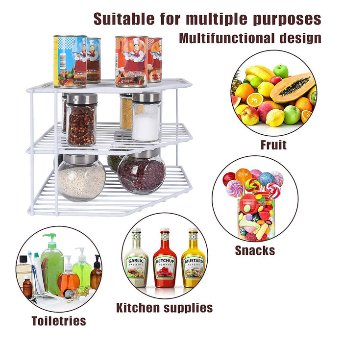 3-Tier Iron Kitchen Storage Rack 225×225×195mm, Black,White