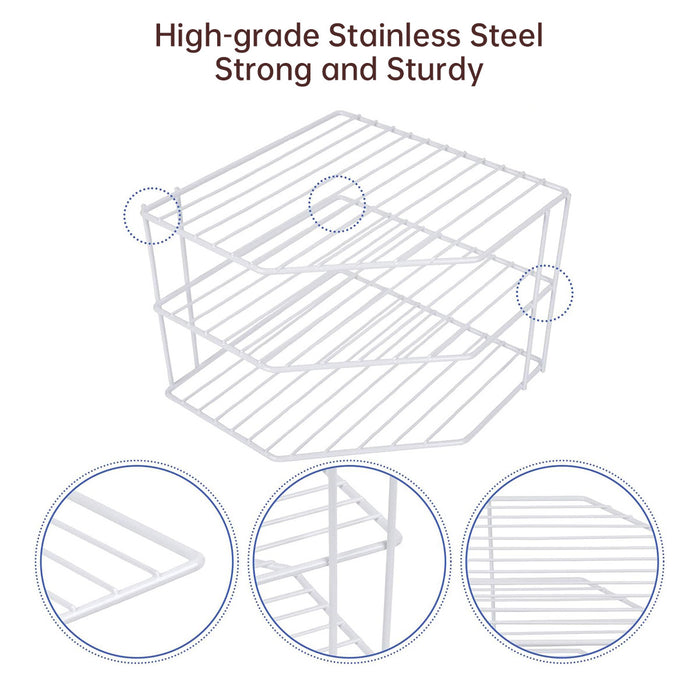 3-Tier Iron Kitchen Storage Rack 225×225×195mm, Black,White