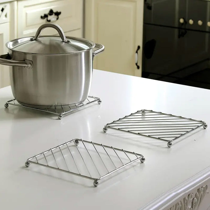 4 Pcs Iron Wire Heat Insulating Trivet Mat 18.5 x 18.5 cm Kitchen Pot Holder