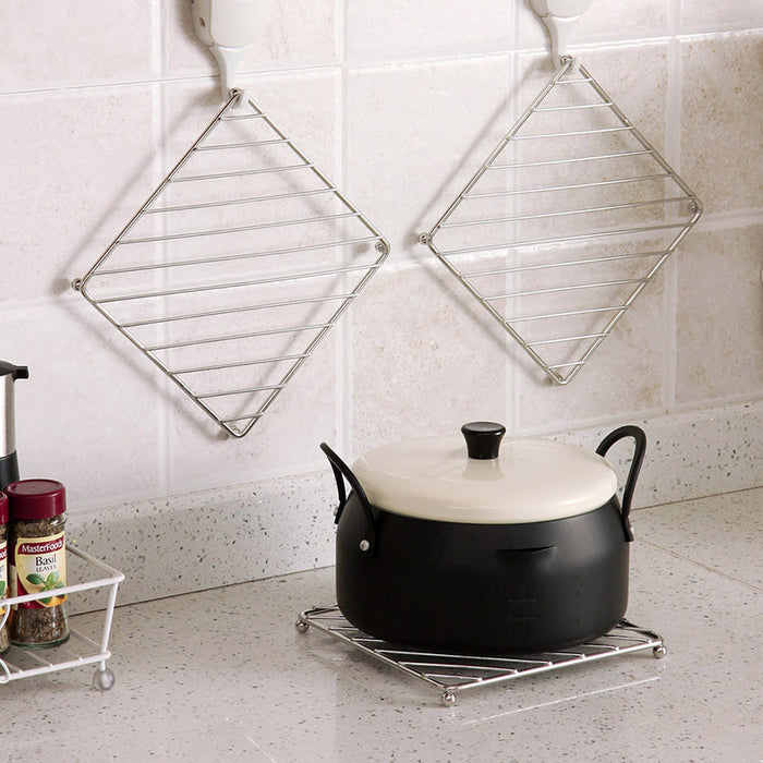 4 Pcs Iron Wire Heat Insulating Trivet Mat 18.5 x 18.5 cm Kitchen Pot Holder