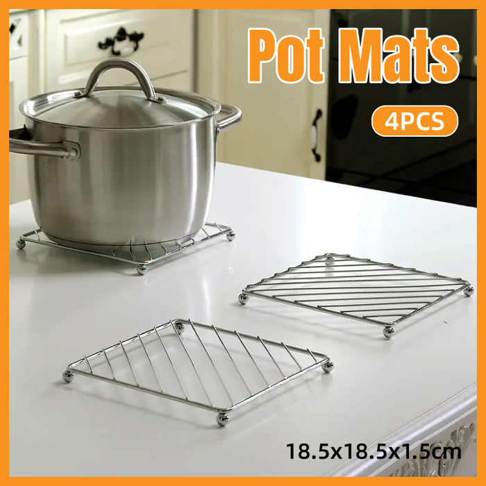 4 Pcs Iron Wire Heat Insulating Trivet Mat 18.5 x 18.5 cm Kitchen Pot Holder