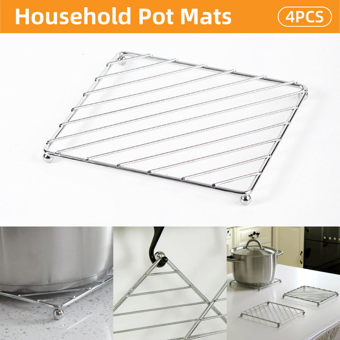 4 Pcs Iron Wire Heat Insulating Trivet Mat 18.5 x 18.5 cm Kitchen Pot Holder