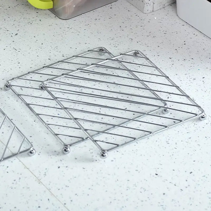 4 Pcs Iron Wire Heat Insulating Trivet Mat 18.5 x 18.5 cm Kitchen Pot Holder