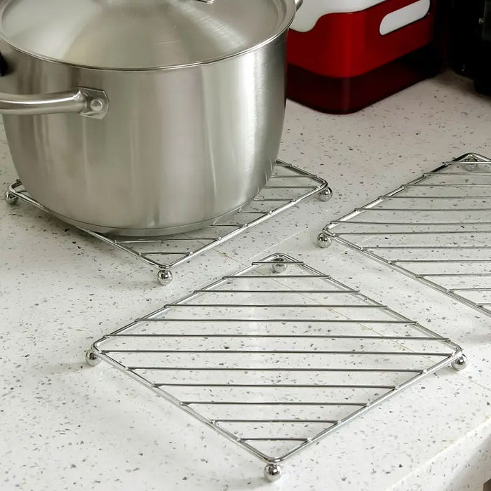 4 Pcs Iron Wire Heat Insulating Trivet Mat 18.5 x 18.5 cm Kitchen Pot Holder