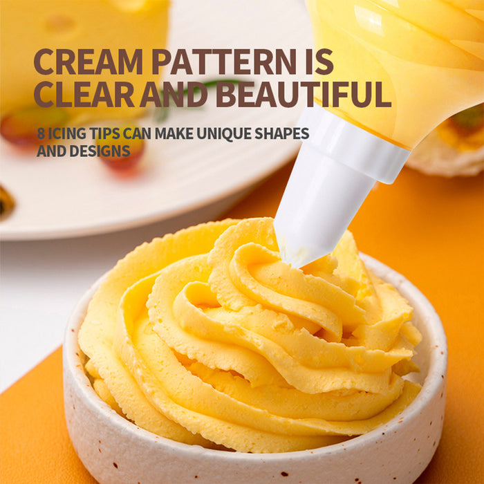 Cookie Press Gun with 8 Nozzles Food-Grade Plastic White