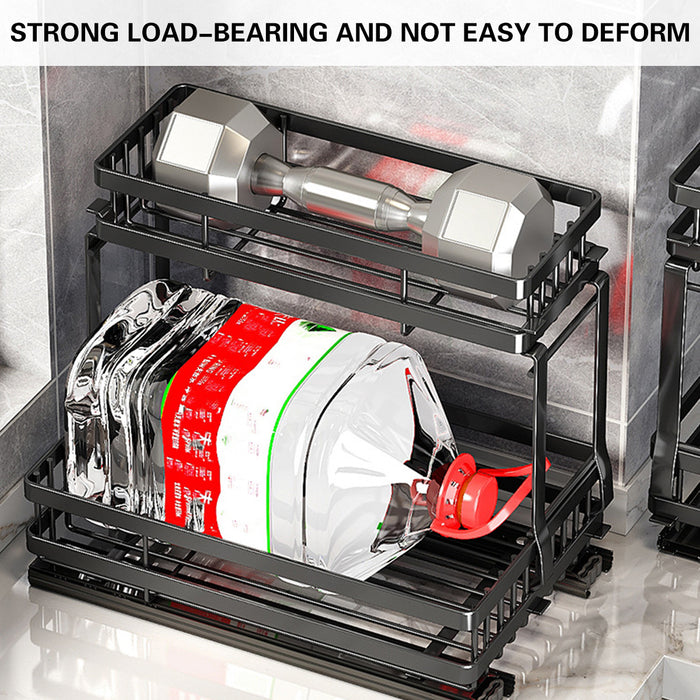 Pull Out Storage Rack Silent Rails Carbon Steel Black