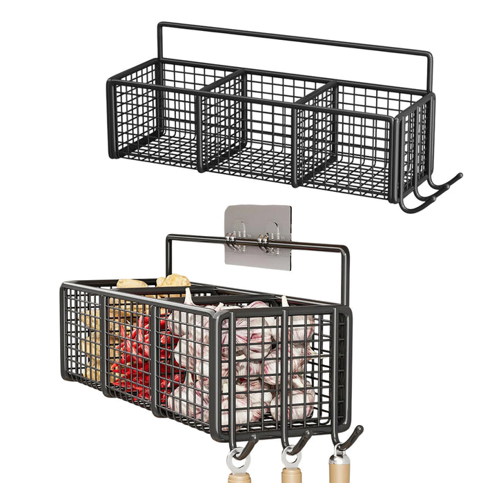 Wall Mount Iron Storage Rack 3-Grid with No-Drill Adhesive
