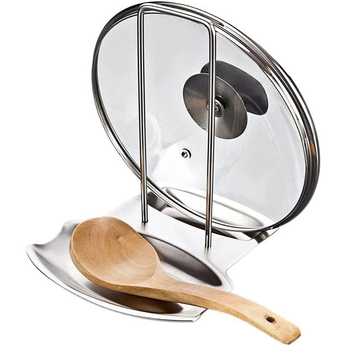 Stainless Steel Pot Lid Spoon Rack With Drip Tray Removable