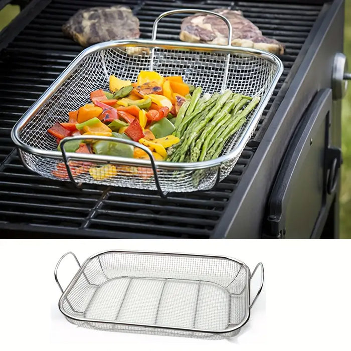 Stainless Steel Barbecue Basket Mesh Tray With Handle