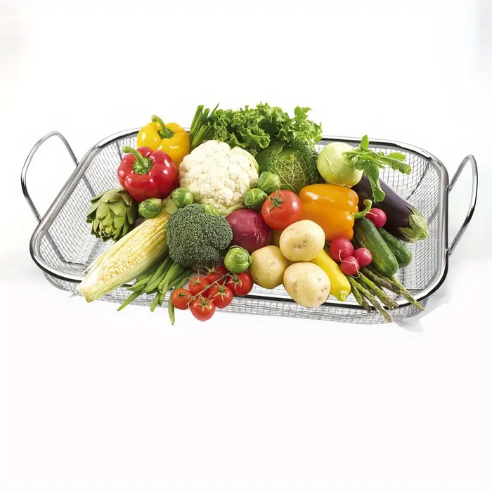 Stainless Steel Barbecue Basket Mesh Tray With Handle