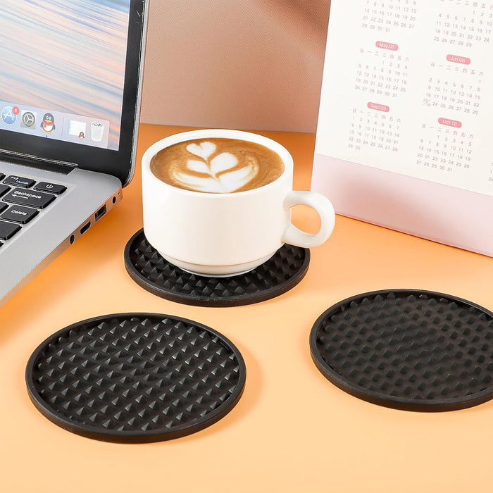 6 Pcs Silicone Coasters Non-Slip Heat Resistant 10 cm